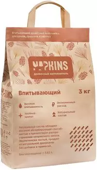 Наполнитель для кошачьего туалета Napkins древесный 5.62л 3кг
