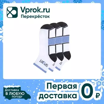 Носки мужские Rossela спортивные 065 комплект 3в1 белый синий Размер 40-46