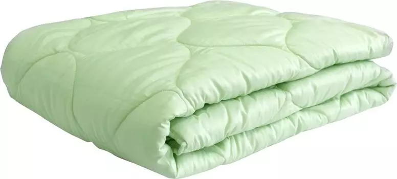 Одеяло Мягкий Сон Белый бамбук стеганое светло-зеленое 205*172см