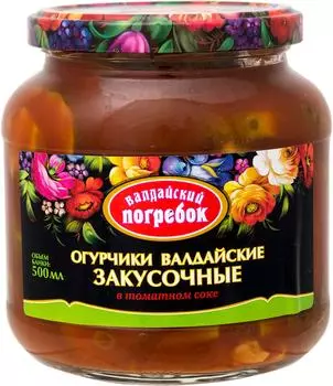 Огурчики Валдайский Погребок Валдайские в томатном соке 500мл