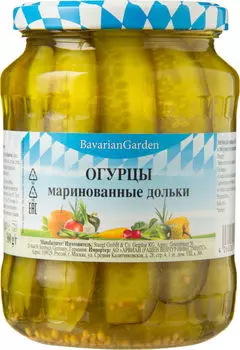 Огурцы Bavarian Garden маринованные дольки 670г