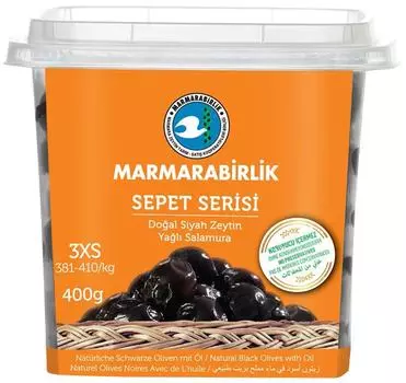 Оливки Marmarabirlik черные 3XS 410г