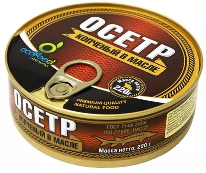 Осетр EcoFood копченый в масле 220г. Доставим до двери!