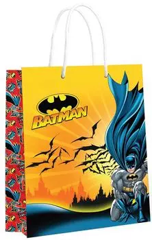 Пакет подарочный Batman желтый с красным 33.5*40.6*15.5см