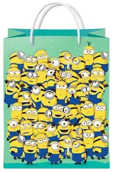 Пакет подарочный Minions зеленый 18*22.3*10см