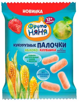 Палочки кукурузные ФрутоНяня Яблоко клубника 20г