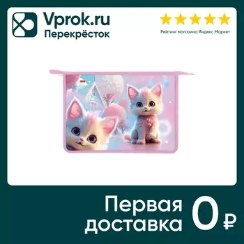 Папка для тетрадей Hatber Кошка Зефирка на молнии А4 24.5*34*4см