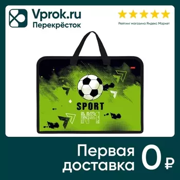 Папка для тетрадей Hatber Мир футбола с ручками на молнии А4 24.5*34*3.5см