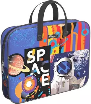 Папка Erich Krause Cosmonaut текстильная на молнии с ручками A4+