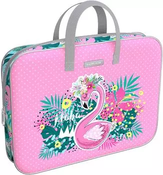Папка Erich Krause Rose Flamingo текстильная на молнии с ручками A4+