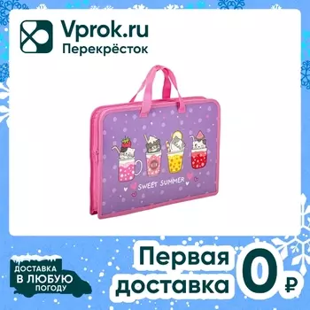 Папка Юнландия Sweet на молнии с ручками 45мм А4