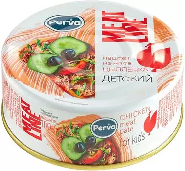 Паштет Perva детский из мяса цыпленка 100гс доставкой!