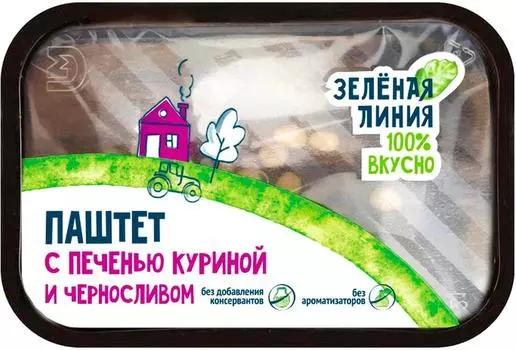 Паштет Зеленая линия с куриной печенью и черносливом категории Б 160г