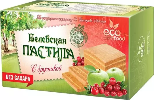 Пастила EcoFood с Брусникой без сахара 100г