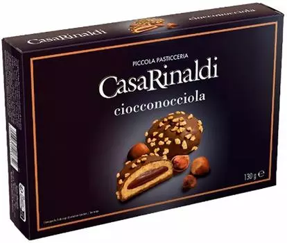 Печенье ЧоккоНоччиола Casa Rinaldi в шоколадной глазури с кремом из лесных орехов и какао 130г