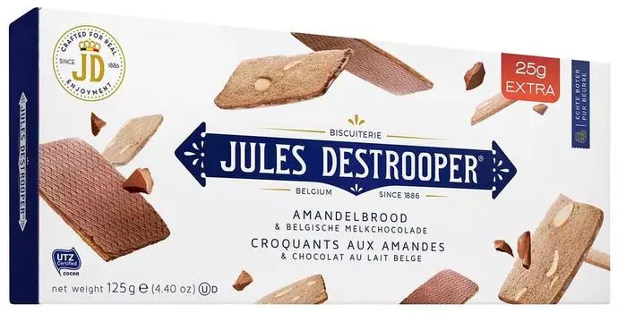 Печенье Jules Destrooper Amandelbrood Belgische Melkchocolade 125г