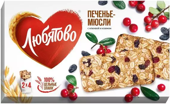 Печенье Любятово Мюсли с клюквой и изюмом 120г