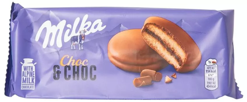 Печенье Milka бисквитное Choc & Choc 150гс доставкой!