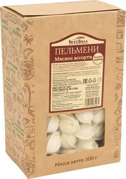 Пельмени ВкусВилл Мясное ассорти мини 500г