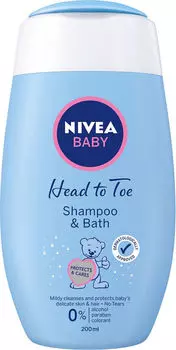 Пена для купания и нежный шампунь Nivea Baby 200мл