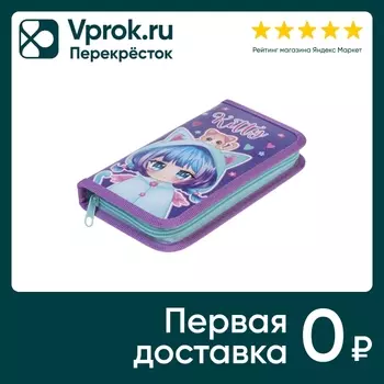 Пенал Hatber Девочка кошка с таблицей умножения 19*11.5см