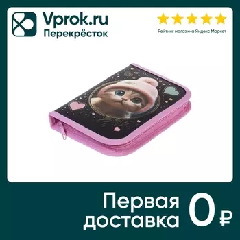 Пенал Hatber Котенок в шапочке 3D с таблицей умножения 19*13см