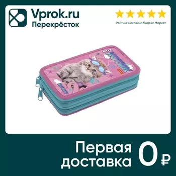 Пенал Hatber Мой котик с таблицей умножения 2 отделения 19*11см