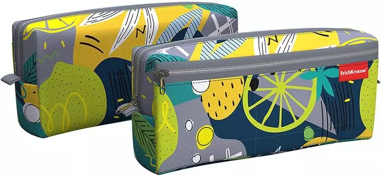 Пенал квадро Erich Krause Lime с двумя отделениями 210*100*50мм