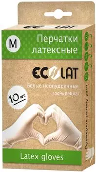 Перчатки EcoLat латексные белые размер M 10шт