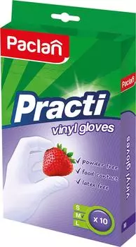 Перчатки виниловые Paclan Practi размер М 10шт