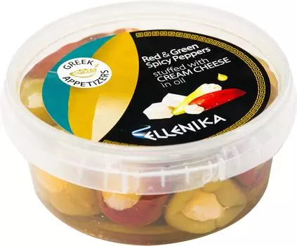 Перчики острые Ellenika фаршированные сливочным сыром 250г