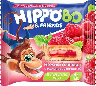 Пирожное Hippo Bo Бисквитное малина 32гс доставкой!