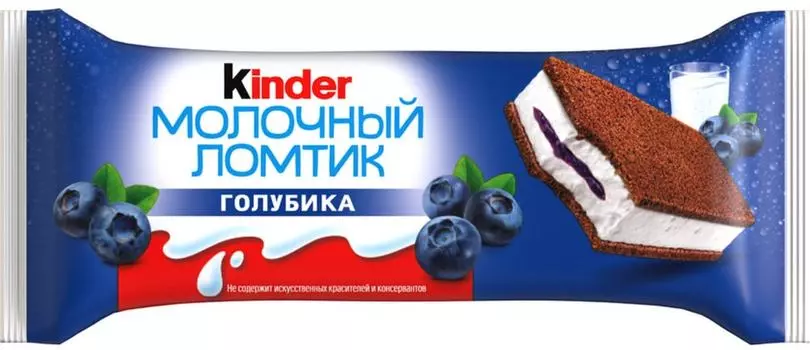 Пирожное Kinder Молочный ломтик Голубика 28гс доставкой!
