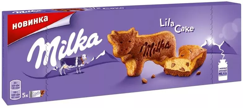 Пирожное Milka Lila Cake бисквитное двухслойное 5шт*28г