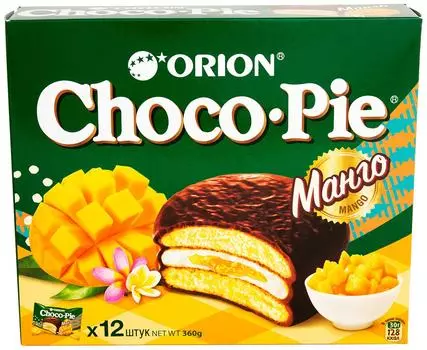 Пирожное Orion Choco Pie Манго 360г. Доставим до двери!