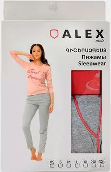 Пижама женская Alex Textile розовая с серым Размер XL