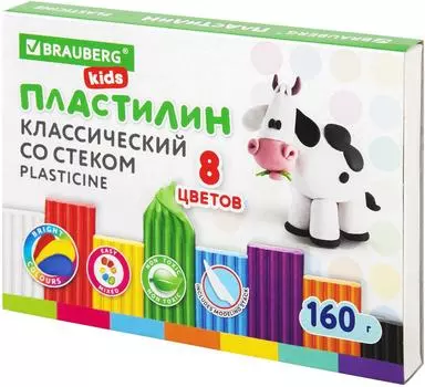 Пластилин Brauberg Kids классический со стеком 8 цветов