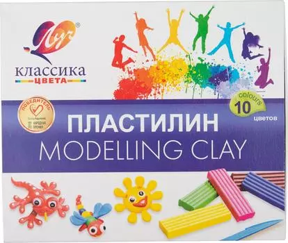 Пластилин Луч Классика 10 цветов со стеком