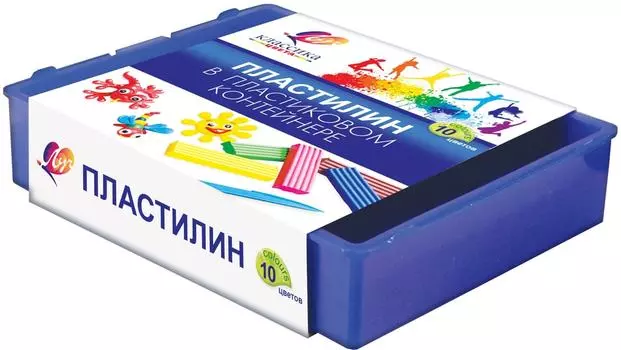 Пластилин Луч Классика в пластмассовом контейнере 10 цветов