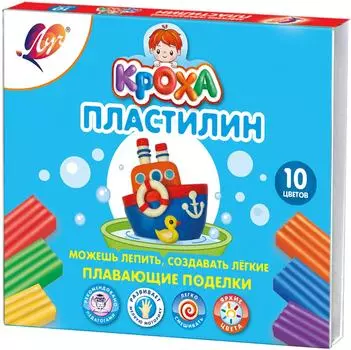 Пластилин Луч Кроха плавающий 10 цветов