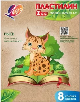 Пластилин Луч ZOO длинный брусок 15г 8 цветов