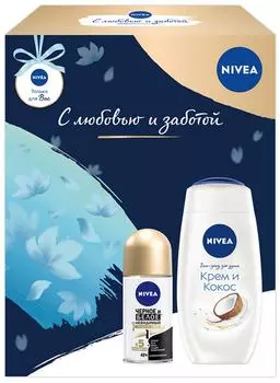 Подарочный набор Nivea Антиперспирант Гладкий шелк 50мл + Гель для душа Крем Кокос 250мл