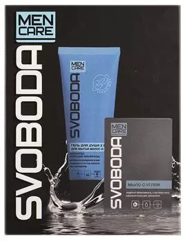 Подарочный набор Svoboda Men Care Гель для душа 2в1 75мл и мыло с углем 100г
