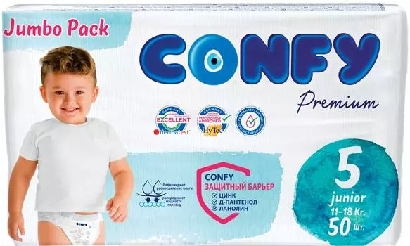 Подгузники Confy Premium Jumbo Размер 5 11-18кг 50шт
