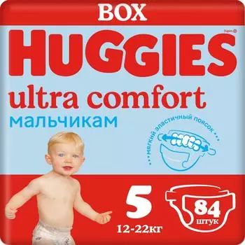 Подгузники Huggies Ultra Comfort для мальчиков 12-22кг 5 размер 84шт