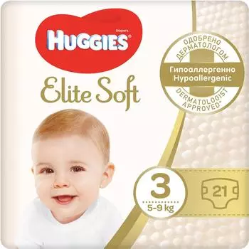 Подгузники Huggies Elite Soft №3 5-9кг 21шт