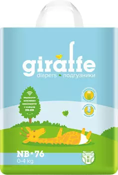 Подгузники Lovular Giraffe NB 0-4кг 76шт