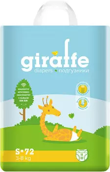 Подгузники Lovular Giraffe S 3-8кг 72шт