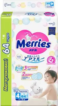Подгузники Merries L 9-14кг 64шт