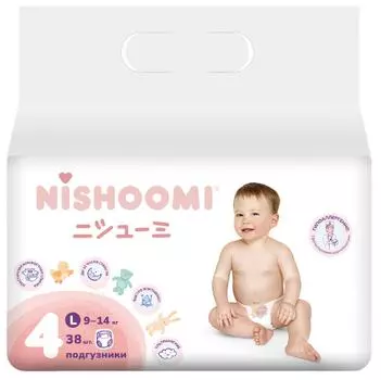 Подгузники Nishoomi №4 9-14кг 38шт